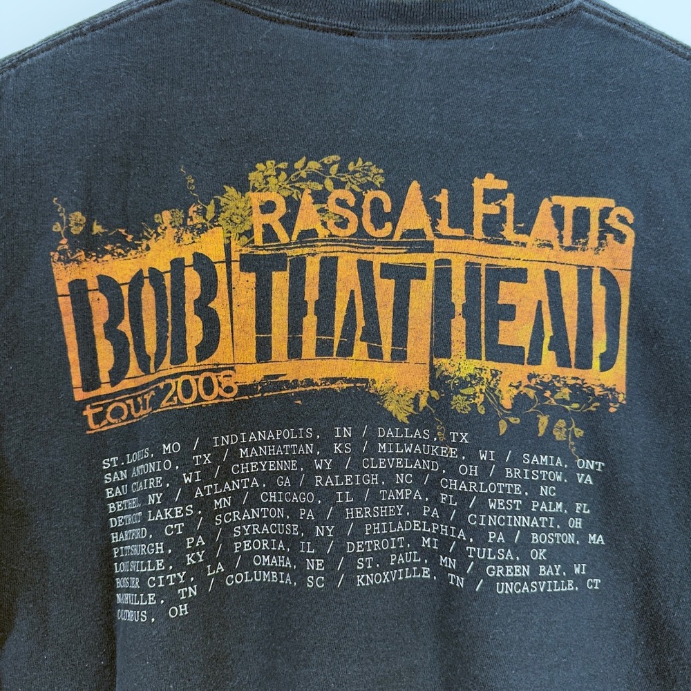 Mens Rascal Flatts T Shirt Medium Black Bob That Head Tour 2008 Concert Graphic - Picture 4 of 6